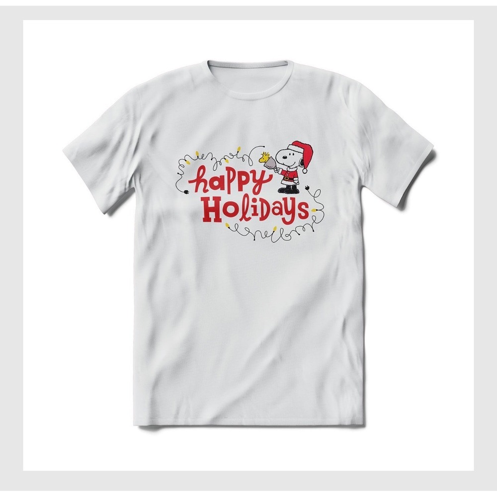 Hallmark Peanuts Snoopy & Woodstock Happy Holidays T-Shirt – White – Size M